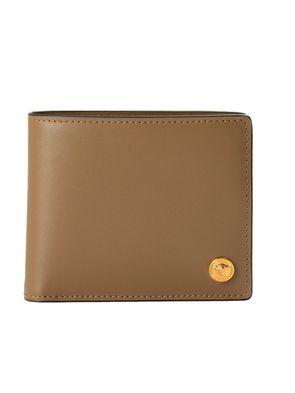 Versace Chestnut 100% Leather Gold Medusa Head Bifold Wallet